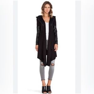 BlankNYC FAUX LEATHER CARDIGAN